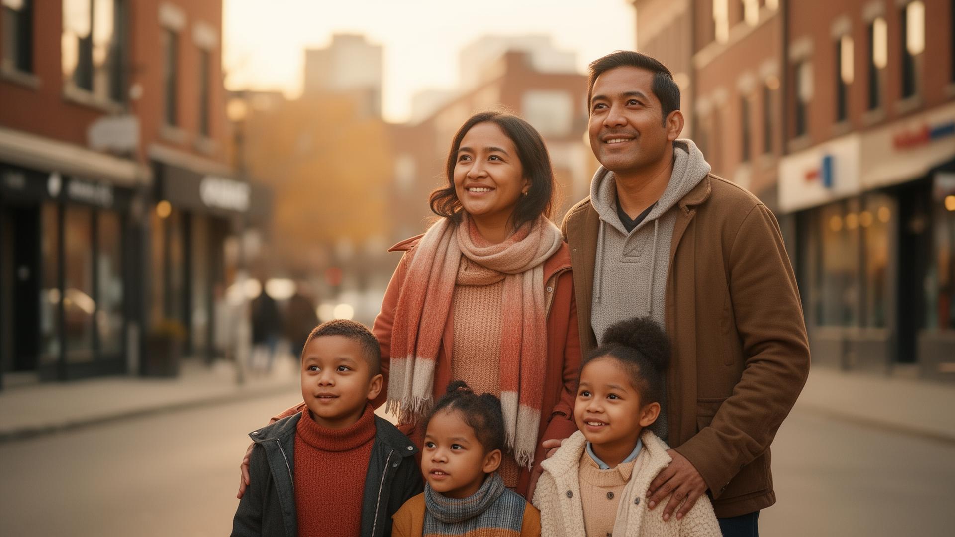 A family holding each other in warm afternoon light, representing hope through hardship